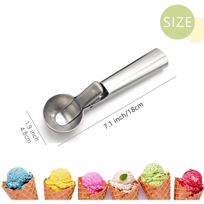 Picture of Ice Cream Scoop spoon with Easy Release, Comfortable and Anti-Freeze Handle, Perfect for Gelatos, Frozen Yogurt, Fruit, Sundaes-Silver