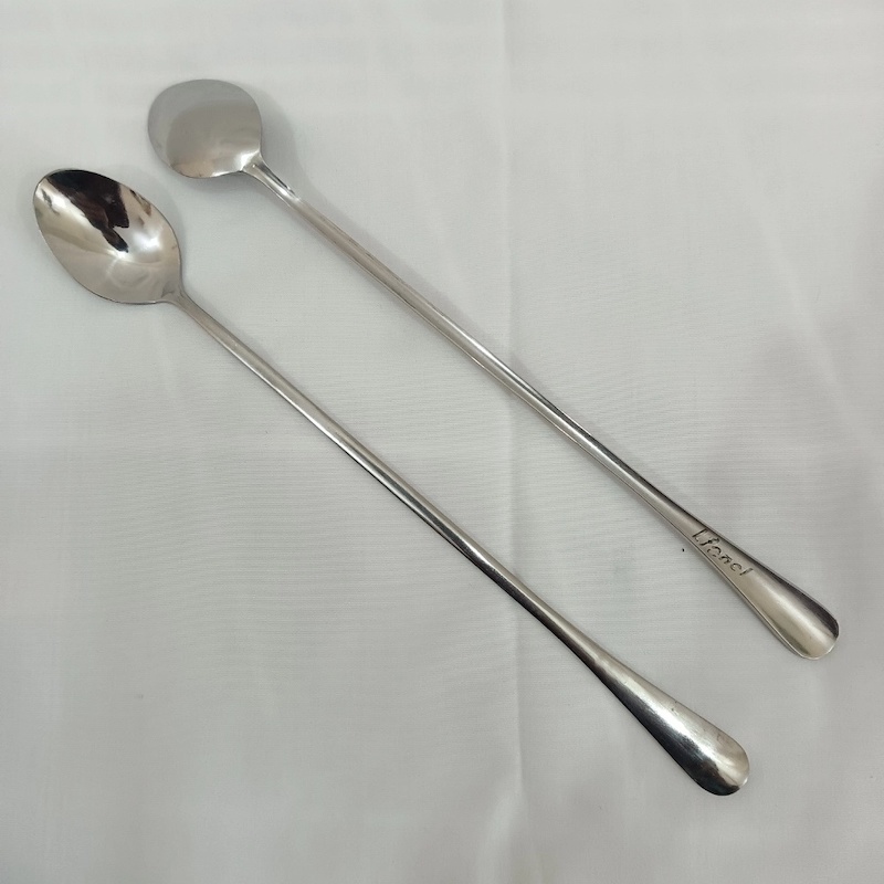 Picture of 2pcs long hundle spoon heavy long hundle pickle spoon silver color spoon carry design spoon 24 cm long pickle spoon-Silver