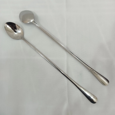 Picture of 2pcs long hundle spoon heavy long hundle pickle spoon silver color spoon carry design spoon 24 cm long pickle spoon-Silver