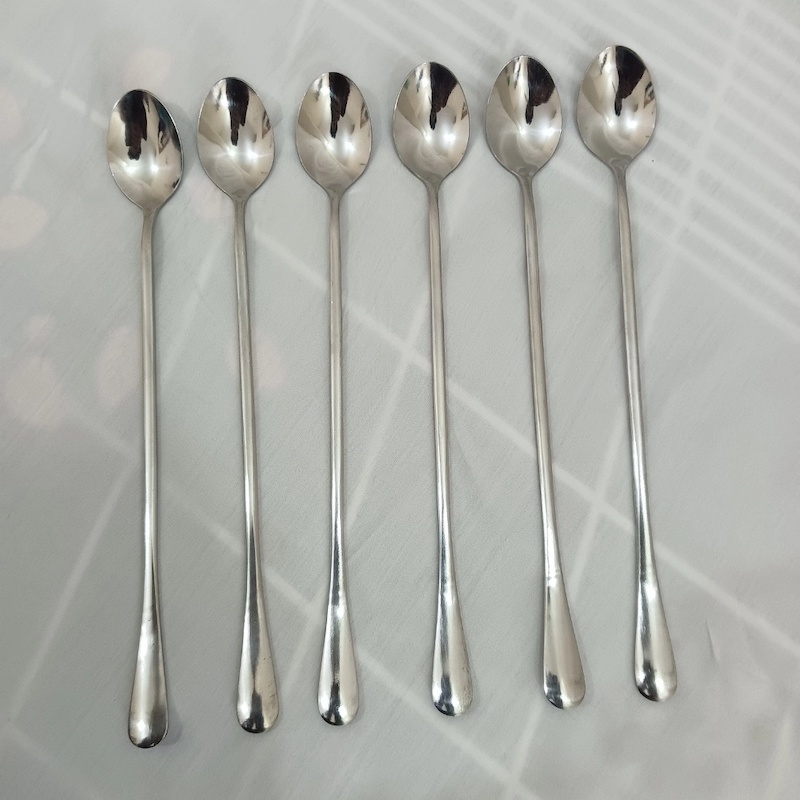 Picture of 2pcs long hundle spoon heavy long hundle pickle spoon silver color spoon carry design spoon 24 cm long pickle spoon-Silver