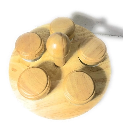 Picture of Rubber Wood Spice Rack | Glass Jars 5 Pcs and 8 pcs