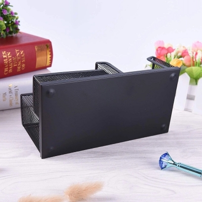 Picture of Metal Mesh Desk Organizer 3 Compartment Stationary Storage Stand & Pen-Pencil Holder-Black