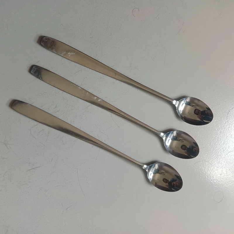 Picture of 6 pcs stainless steel ling pickling spoon 8 inch long spoon light waight spoon set-Silver