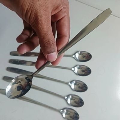 Picture of 6 pcs stainless steel ling pickling spoon 8 inch long spoon light waight spoon set-Silver