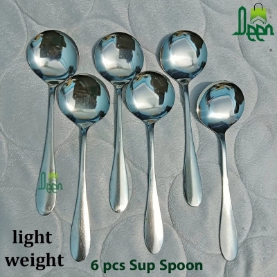 Picture of light weight Noha 6 pcs  Stainless Steel Sup Spoon  Stainless Steel Sup Spoon For Children - Sup Spoon 15 Cm Long Sup Spoon-Silver