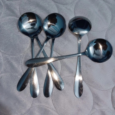 Picture of light weight Noha 6 pcs  Stainless Steel Sup Spoon  Stainless Steel Sup Spoon For Children - Sup Spoon 15 Cm Long Sup Spoon-Silver