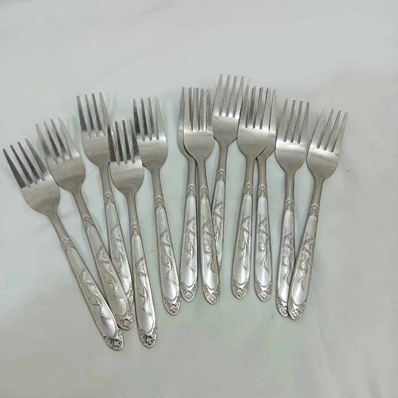 Picture of 12 pcs stainless steel fork spoon-Silver