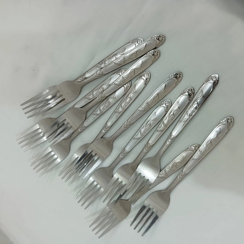 Picture of 12 pcs stainless steel fork spoon-Silver