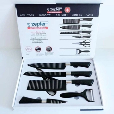 Picture of 6 pcs kitchen cutter,peeler and slicers set black-Black