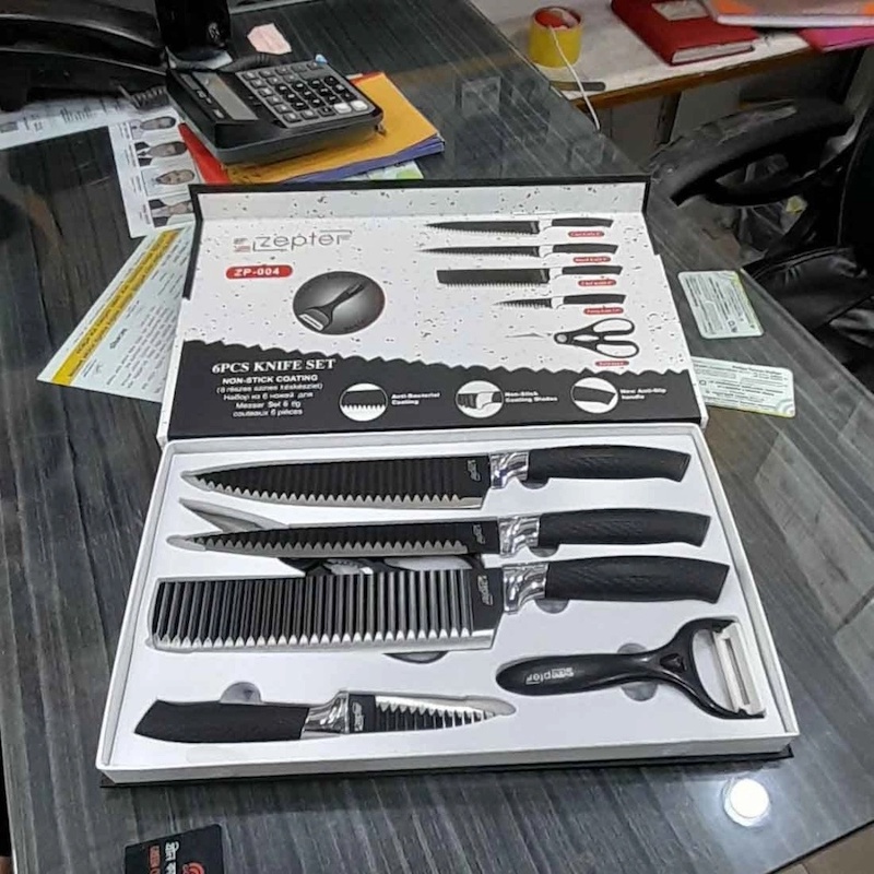 Picture of 6 pcs kitchen cutter,peeler and slicers set black-Black