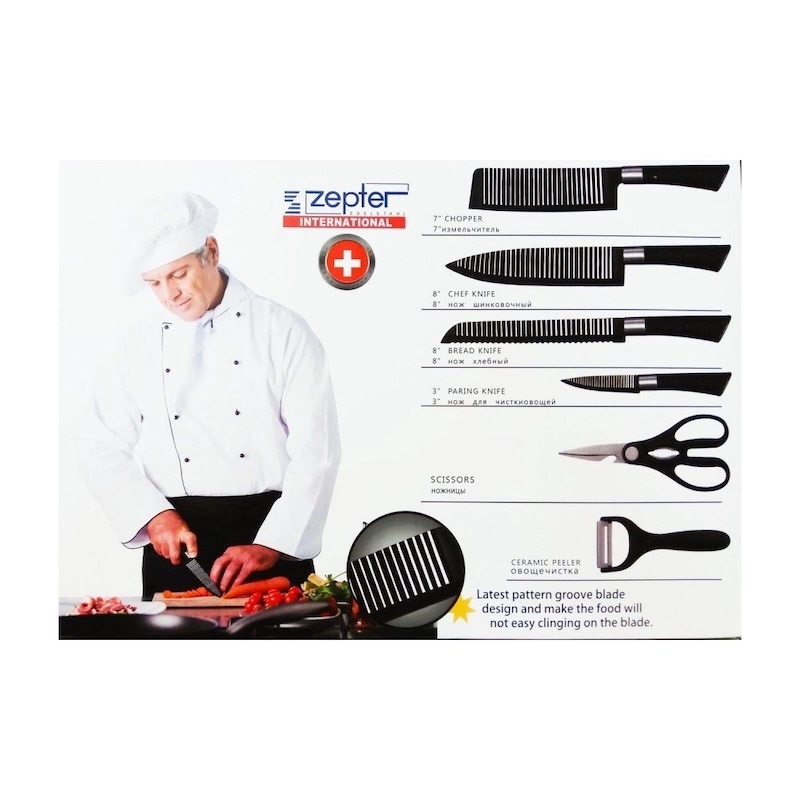 Picture of 6 pcs kitchen cutter,peeler and slicers set black-Black
