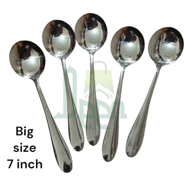 Picture of 6 pcs Big siza stainless steel sup spoon 7 inch long mirror Polish silver colour-Silver