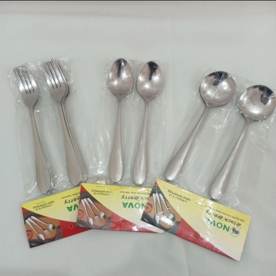 Picture of NOVA 18 PCS STAINLESS STEEL SPOON SET COMBO 6 PCS TEA SPOON 6 PCS FORK SPOON AND 6 PCS SUP SPOON COMBO SILVER COLOUR-Silver
