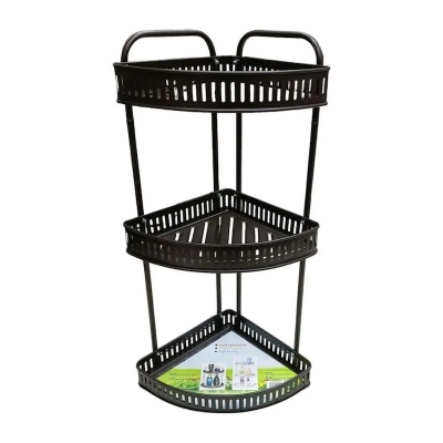 Picture of 3 Tier Wall Hanging Metal Corner Shelf coffee color-Coffee