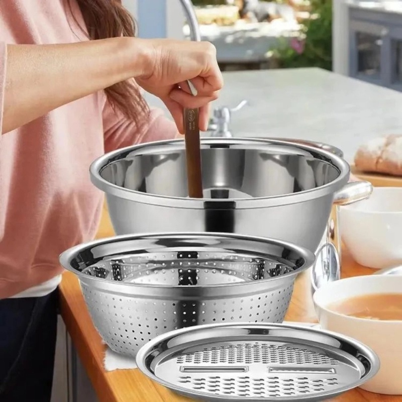 Picture of Colanders Basin Mixing Bowl Set-Silver