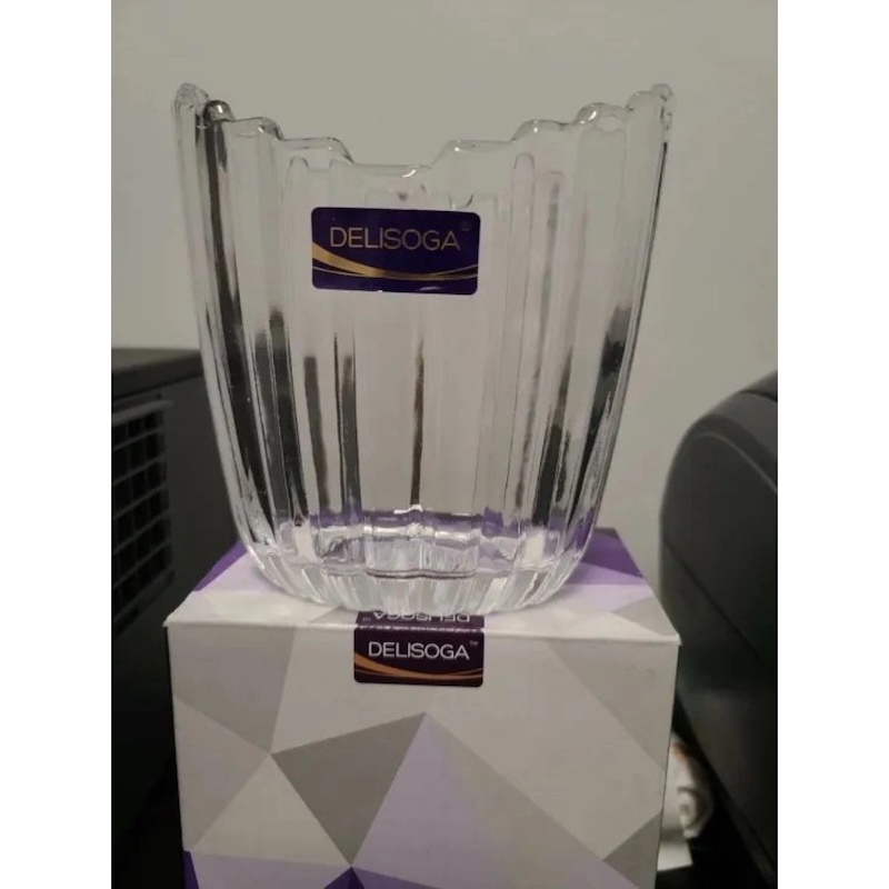 Picture of Clear Glass Pencil,Pen or pen Holder for Desk (5*4.7*3.14 inches)-Clear