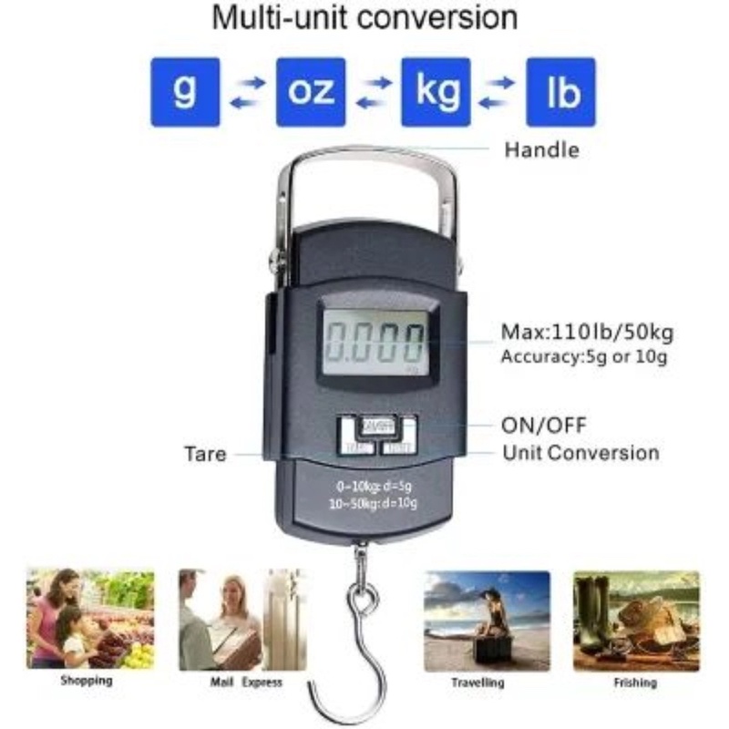 Picture of Digital Hanging Luggage Fishing Portable Weight Scale Weighing Scale- Black