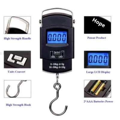 Picture of Digital Hanging Luggage Fishing Portable Weight Scale Weighing Scale- Black