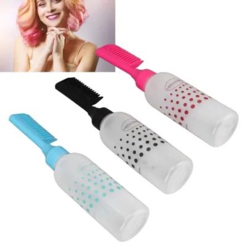 Picture of Root Comb Applicator Bottle, 1Pcs Hair Oil Applicator Colorful Plastic Squeeze Bottle Applicator Brush, Hair Dye Bottle Brush with Graduated Scale, for Hair Dye Barber Salon-Multicolor
