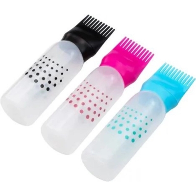 Picture of 1 pcs Root Comb Applicator Bottle with Graduated Scale Colorful Plastic Squeeze Bottle Applicator Brush for Hair Dye Home Salon-Multicolor