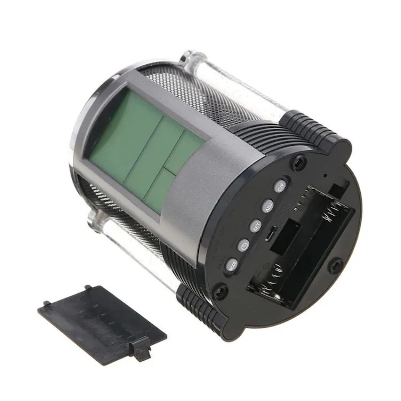 Picture of Digital LCD Desk Alarm Clock Pen Holder Mesh Pen Pencil Holder With LED Light Pens Rulers Office Desk Organizer-Silver