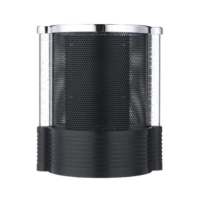 Picture of Digital LCD Desk Alarm Clock Pen Holder Mesh Pen Pencil Holder With LED Light Pens Rulers Office Desk Organizer-Silver