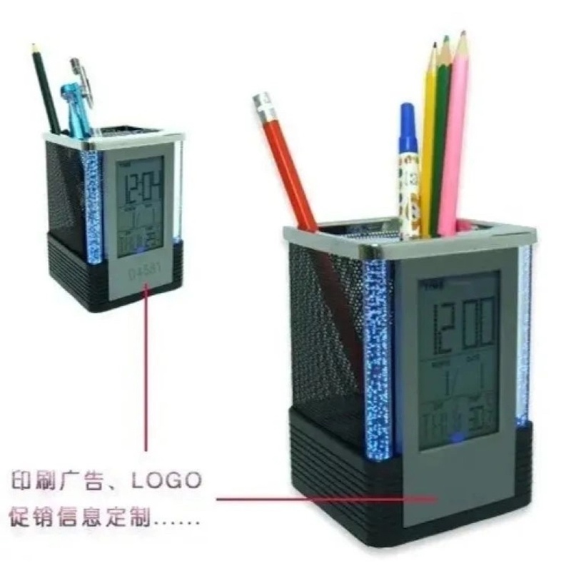 Picture of New large display screen (LCD-7x4cm) multi-function digital pen holder , ultra-sleek, elegant atmosphere and feature-rich  pen holder-Silver