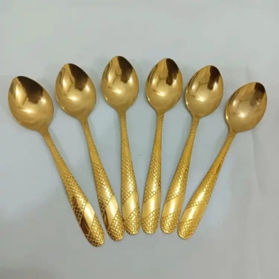 Picture of 6 pcs stainless steel golden color tea spoon-Gold