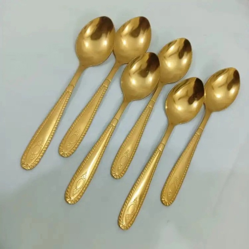Picture of 6 pcs stainless steel golden color tea spoon-Gold
