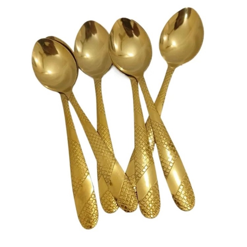 Picture of 6 pcs stainless steel golden color tea spoon-Gold