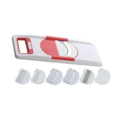 Picture of Bright Unbreakable Abs Plastic 6-in-1 Slicer Greater Set, 7-Pieces,Vegetable Slicer with 6 Set of Blade-White