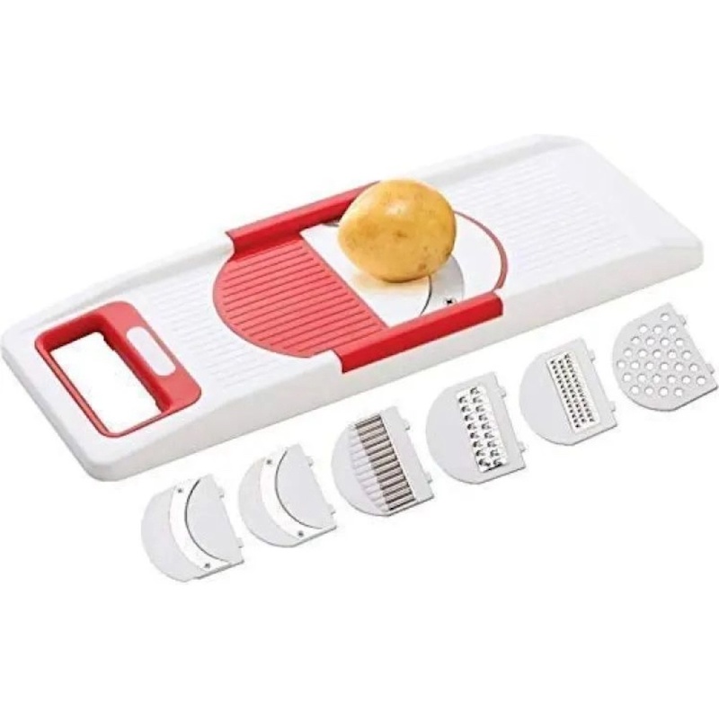 Picture of Bright Unbreakable Abs Plastic 6-in-1 Slicer Greater Set, 7-Pieces,Vegetable Slicer with 6 Set of Blade-White