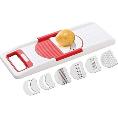 Picture of Bright Unbreakable Abs Plastic 6-in-1 Slicer Greater Set, 7-Pieces,Vegetable Slicer with 6 Set of Blade-White