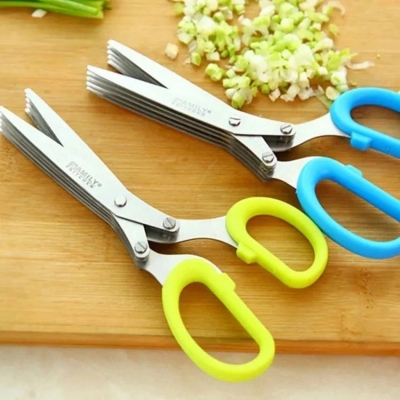 Picture of 1 pcs Muti-Layers Kitchen Scissors Stainless Steel Vegetable Cutter Scallion Herb Laver Spices cooking Tool Cut Kitchen Accessories-Multicolor