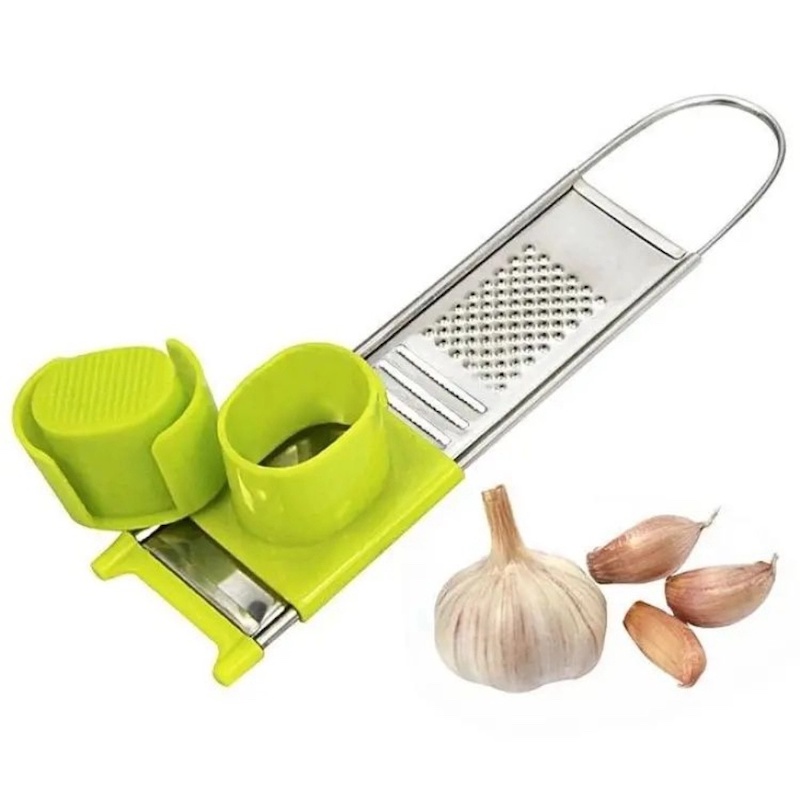 Picture of Home Kitchen Garlic Slicer Multifunction Stainless Steel Pressing Garlic Slicer Cutter Shredder Kitchen Tools Garlic Press-Silver