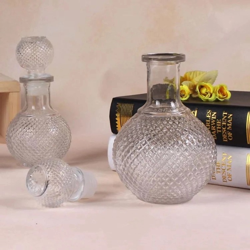 Picture of 1 pcs 250ml Transparent Ball Shape Quick Decanter Glass Bottle Bottle with Stopper Home Tool (Transparent)