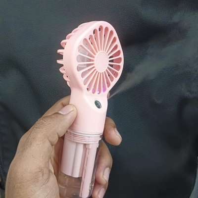 Picture of 4 speed USB Desk Rechargeable Handheld Fan Multifunction Mini Water Mist Fan Portable-White