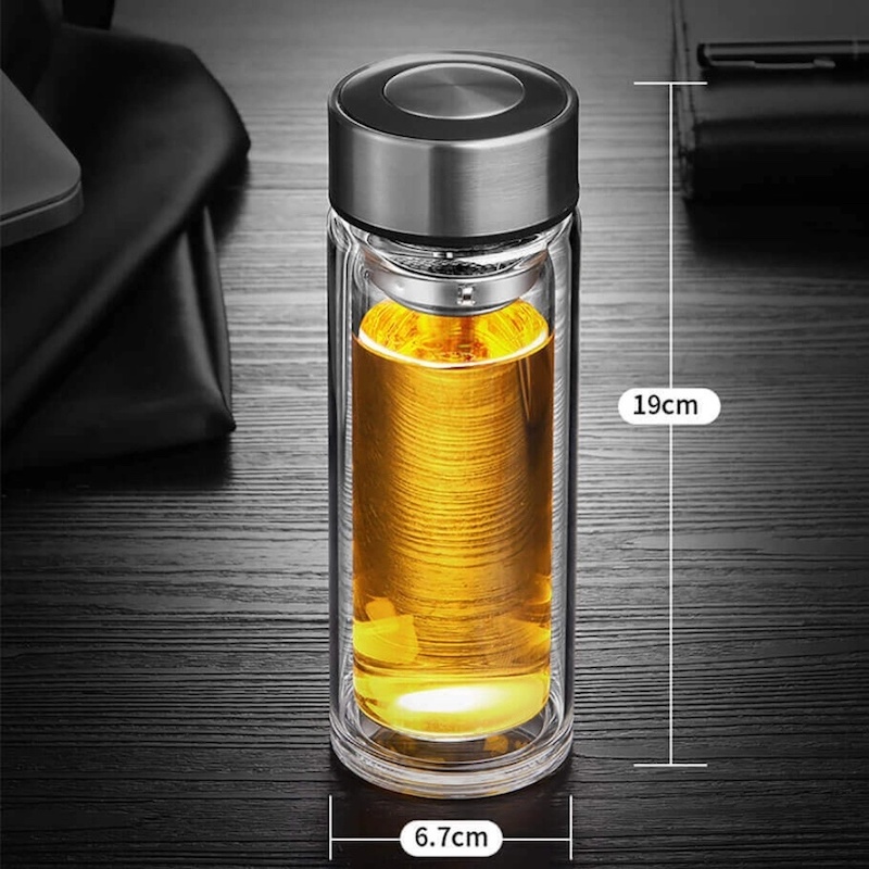 Picture of 360ml Double Layer Glass High Temperature Resistant Tea Bottle-Clear