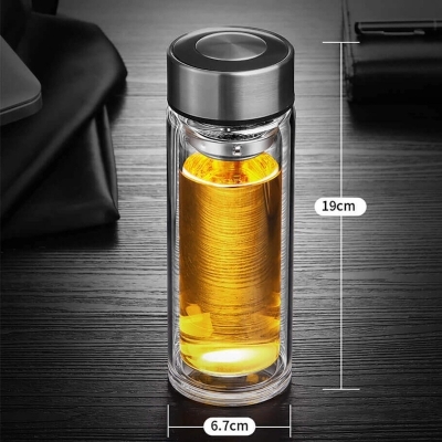 Picture of 360ml Double Layer Glass High Temperature Resistant Tea Bottle-Clear