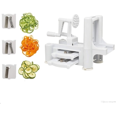Picture of 3 In 1 Hand -Cranked Spirality Vegetable Slicer Fruit Chopper Cutter Kitchen Tool Fruit & Vegetable Tools-White