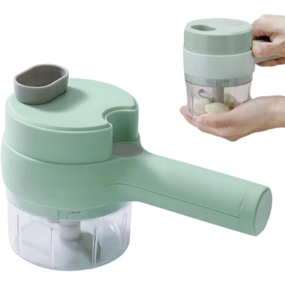 Picture of 1 pcs Handheld Electric Vegetable Cutter - Garlic Grinder Electric - USB Cable Mini Vegetable Chopper Vegetable Cutter For Pepper With Spare Blade