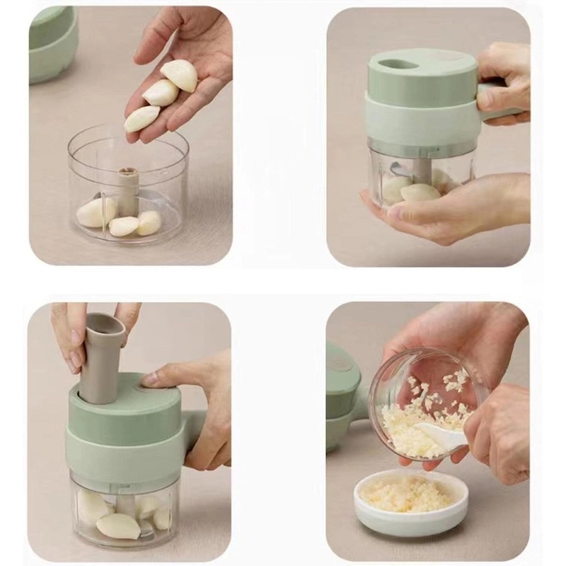 Picture of 1 pcs Handheld Electric Vegetable Cutter - Garlic Grinder Electric - USB Cable Mini Vegetable Chopper Vegetable Cutter For Pepper With Spare Blade