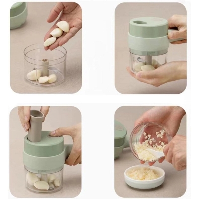 Picture of 1 pcs Handheld Electric Vegetable Cutter - Garlic Grinder Electric - USB Cable Mini Vegetable Chopper Vegetable Cutter For Pepper With Spare Blade