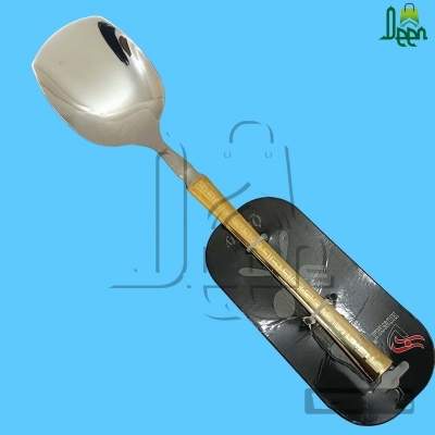 Picture of 4 pcs or any 1 pcs kitchen serving spoon golden design stainless steel spoon set Long rice spoon sup spoon solted spoon and solted turner