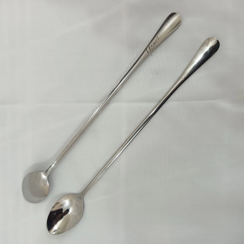 Picture of Lionel Long handle 2 pcs pickling spoon stainless steel silver color mirror polish spoon best for cutlery 23 cm long-Silver