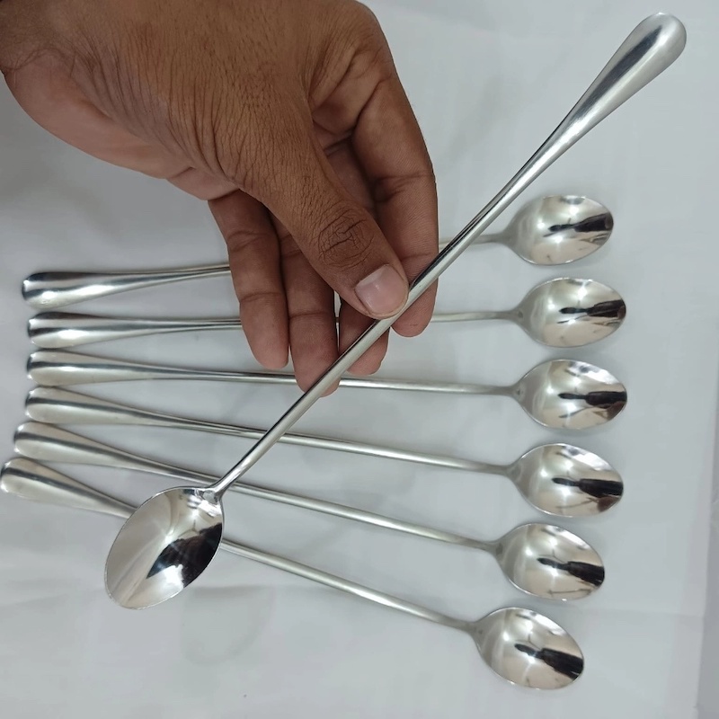 Picture of Lionel Long handle 2 pcs pickling spoon stainless steel silver color mirror polish spoon best for cutlery 23 cm long-Silver