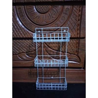 Picture of 3 Layer Wall Hanging Rack Corner square & Oval khup design Storage. - Kitchen Rack-White