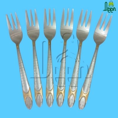 Picture of AYD 6 pcs stainless steel Fork spoon golden design Magnet free fork spoon for Tableware-Silver