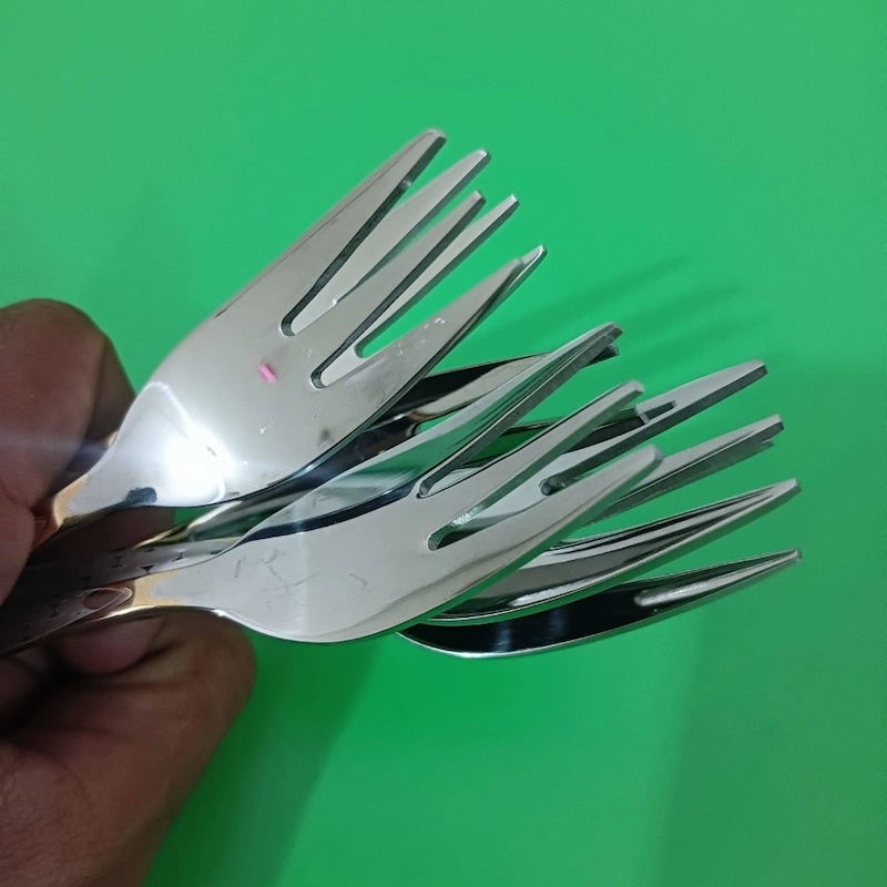 Picture of AYD 6 pcs stainless steel Fork spoon golden design Magnet free fork spoon for Tableware-Silver