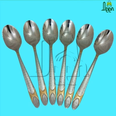 Picture of AYD 6 pcs stainless steel Tea spoon golden design Magnet free Tea spoon for Tableware-Silver
